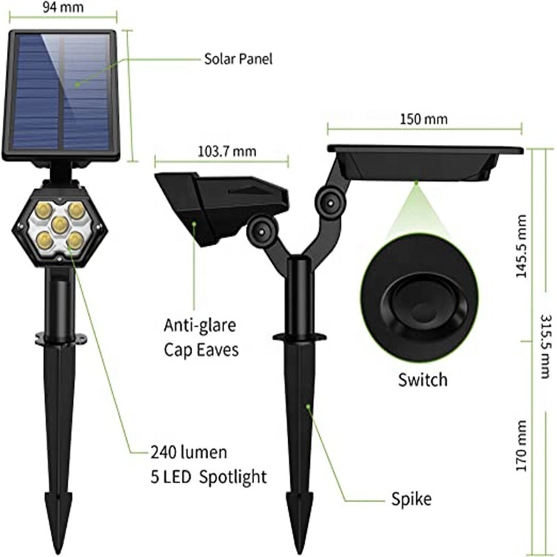 Dropshipping Solar Powered LED Garden Lamp Super Bright Spotlight for Park