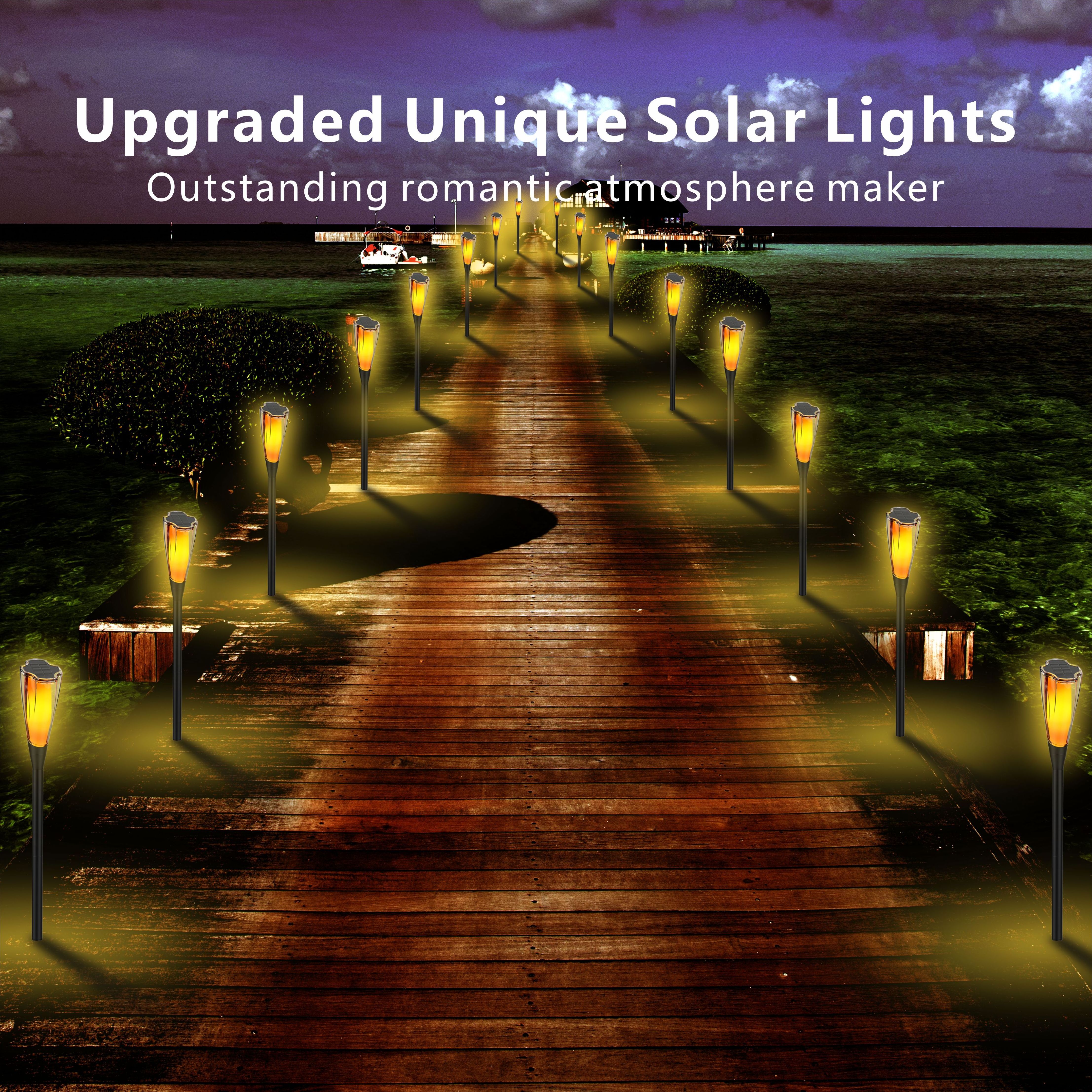 Solar Flame Lamps Led Pathway Garden Solar Light Solar Light Flickering Flame Halloween Decorations