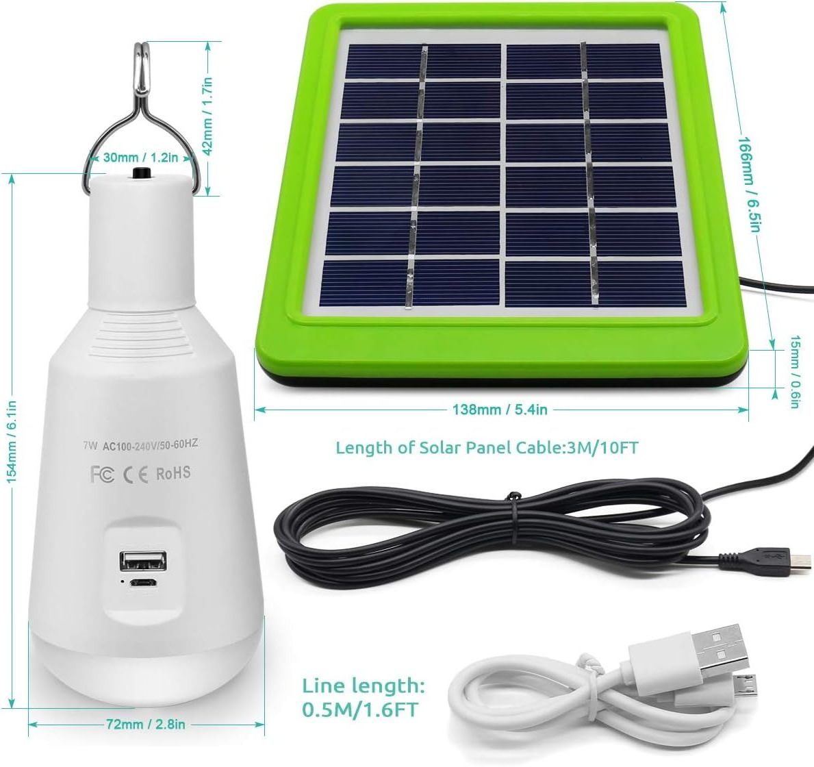 Solar Light Bulb Outdoor Rechargeable Solar Power System Light Power Bank Function E27 LED Rechargeable Bulb with Solar Panel