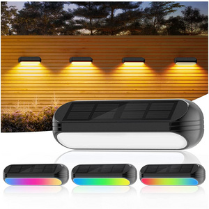 Solar Fence Lights 6 Packs Warm White and RGB Mode Solar Deck Light Waterproof Outdoor Garden Backyard Fence Decorative Light