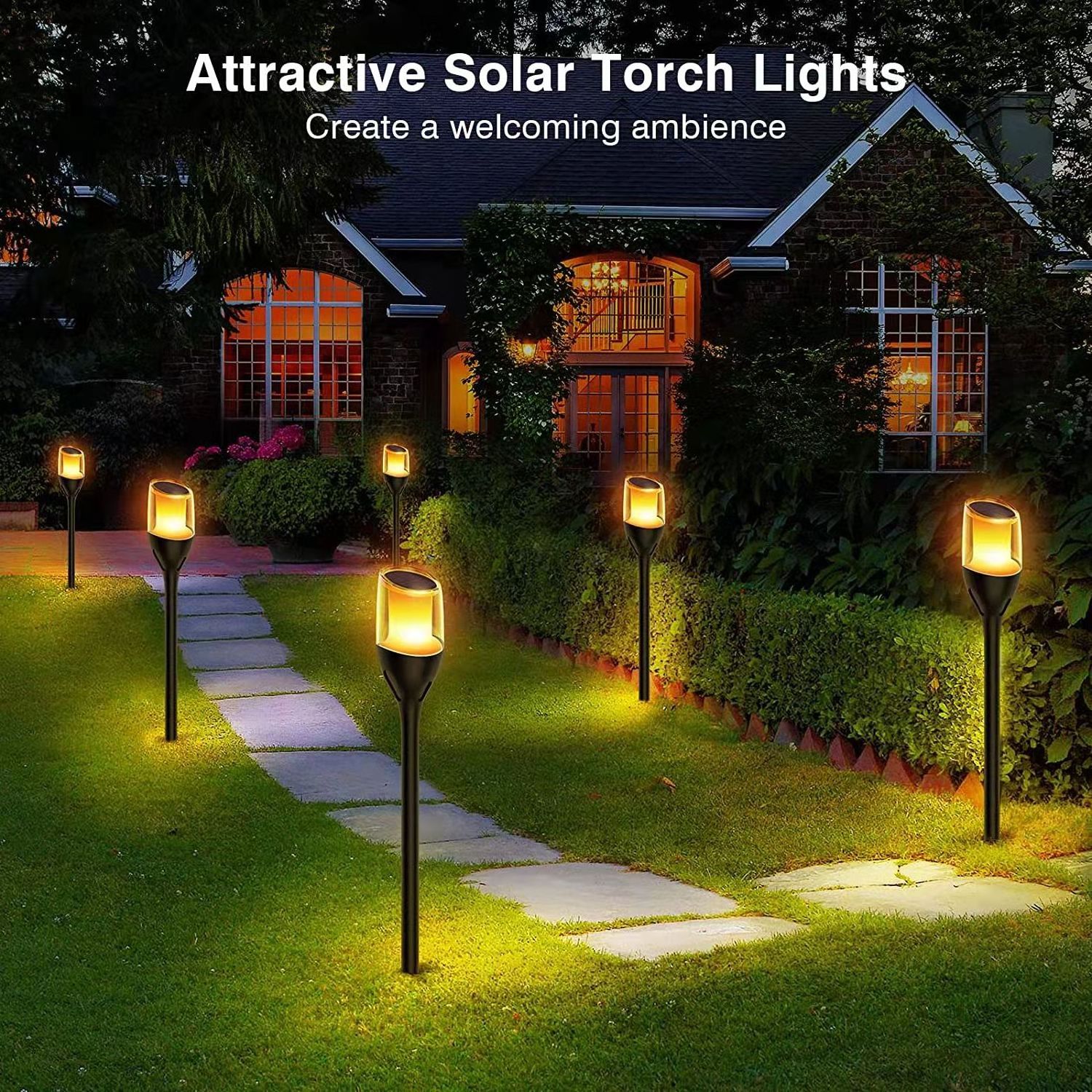 Solar Flame Torch Light Flicker Waterproof Garden  Landscape Lawn Lamp Path Lighting Backyard Outdoor Flame Lights