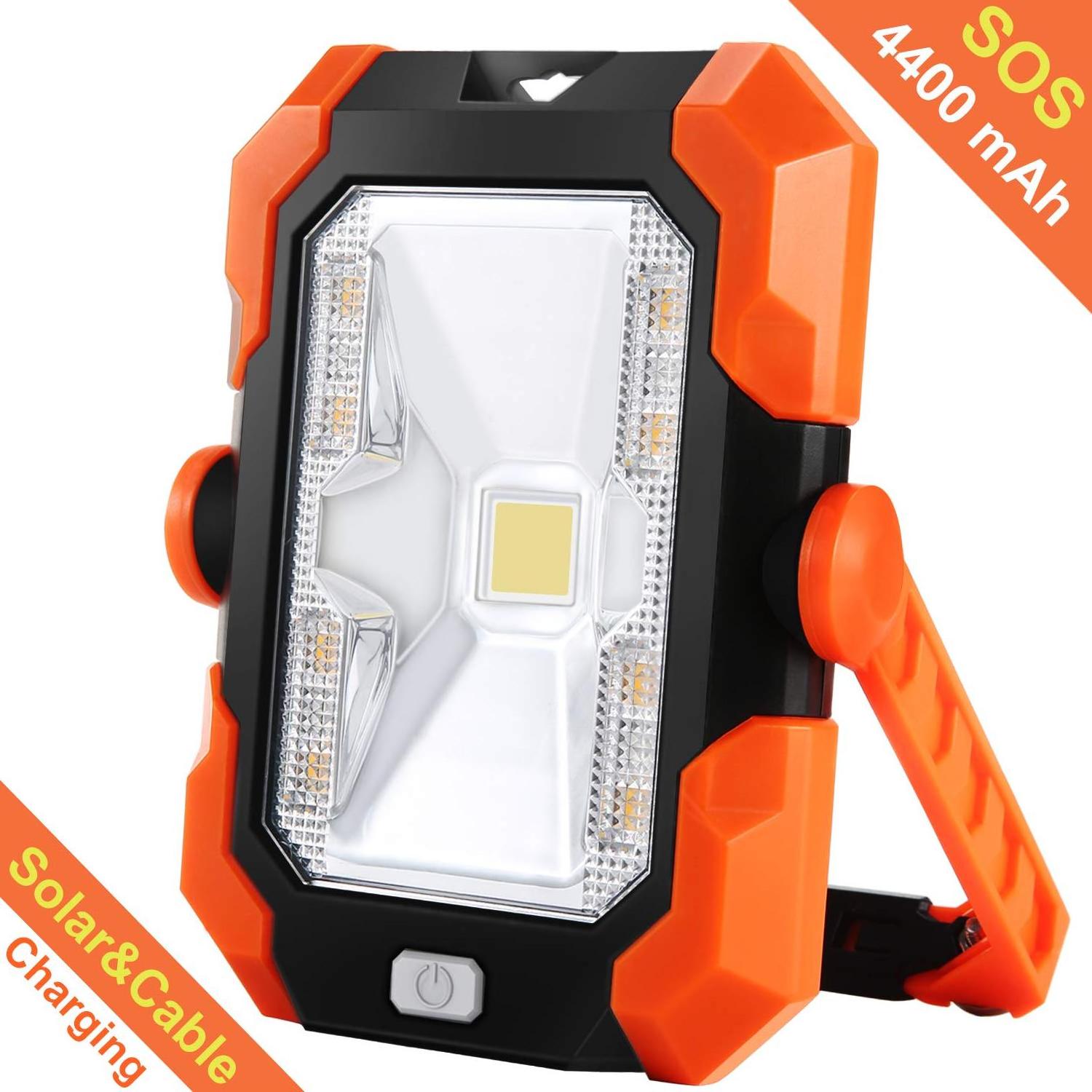 Solar USB rechargeable work light portable led camping emergency light