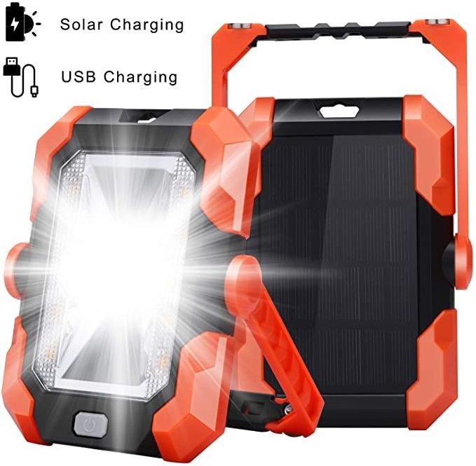 Solar USB rechargeable work light portable led camping emergency light