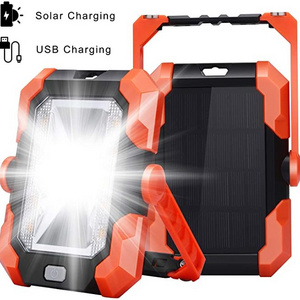 Solar USB rechargeable work light portable led camping emergency light