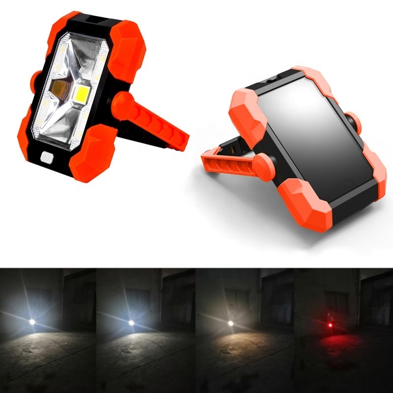 Camping Carabiner USB Charger Emergency Rechargeable Floodlight IP65 Waterproof Outdoor Solar Powered Hand Crank Flashlight