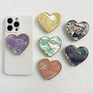 Luxury Heart-Shaped Shell Drop Glue Electroplated Transparent Mobile Phone Holder Heart-Shaped Shell Mobile Phone Grip