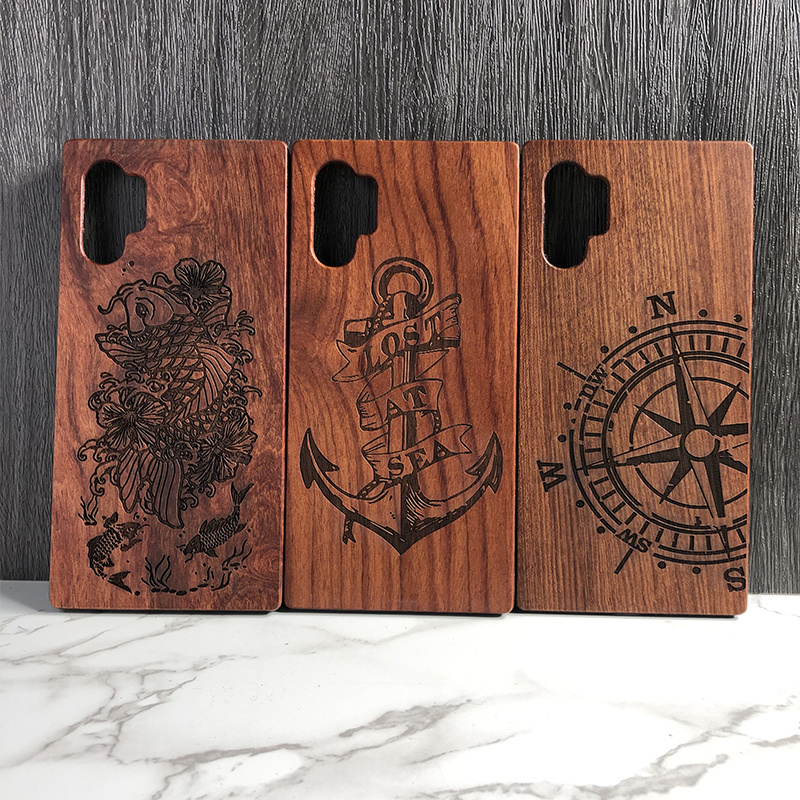 Custom Brand Name LOGO Real Solid Wood phone case For Iphone 11 12 13 14 15 pro max Laser Carving Rosewood Wooden Cover