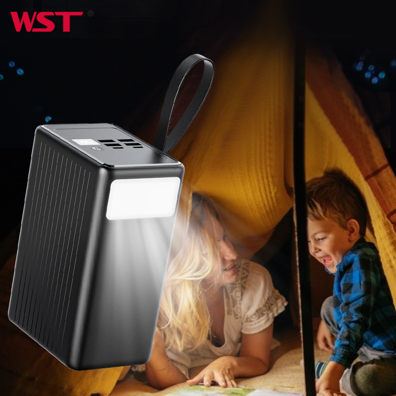 WST Floodlight Double USB Mobile Phone 80000mah Power Bank Bancos de Potencia de Alta Capacidad Power Bank with Rope Lifting