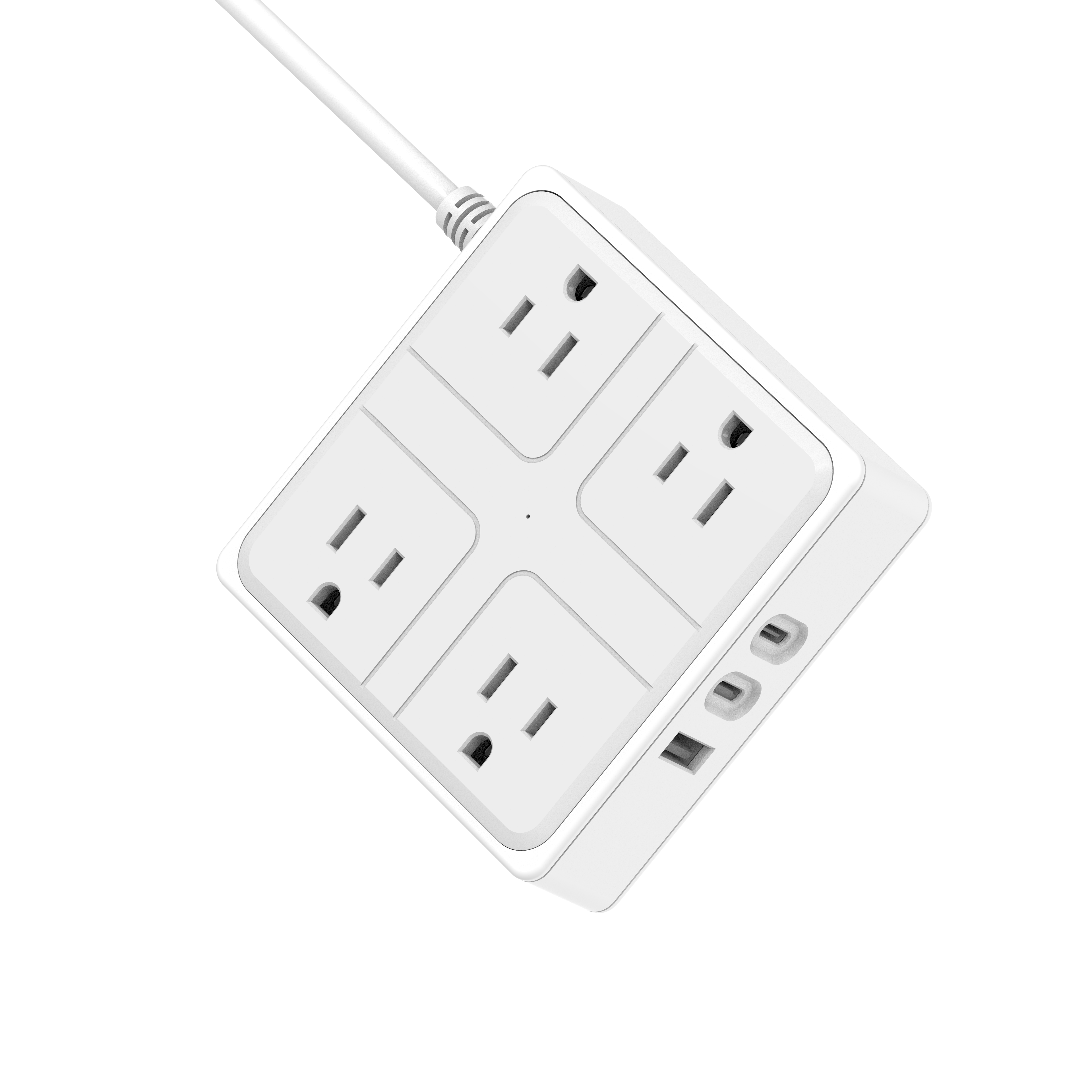 Power Strip with USB Port 3-Way Socket 1 USB Port Socket Power Socket with 1.5M Bold Extension Cord Surge Protector Plug