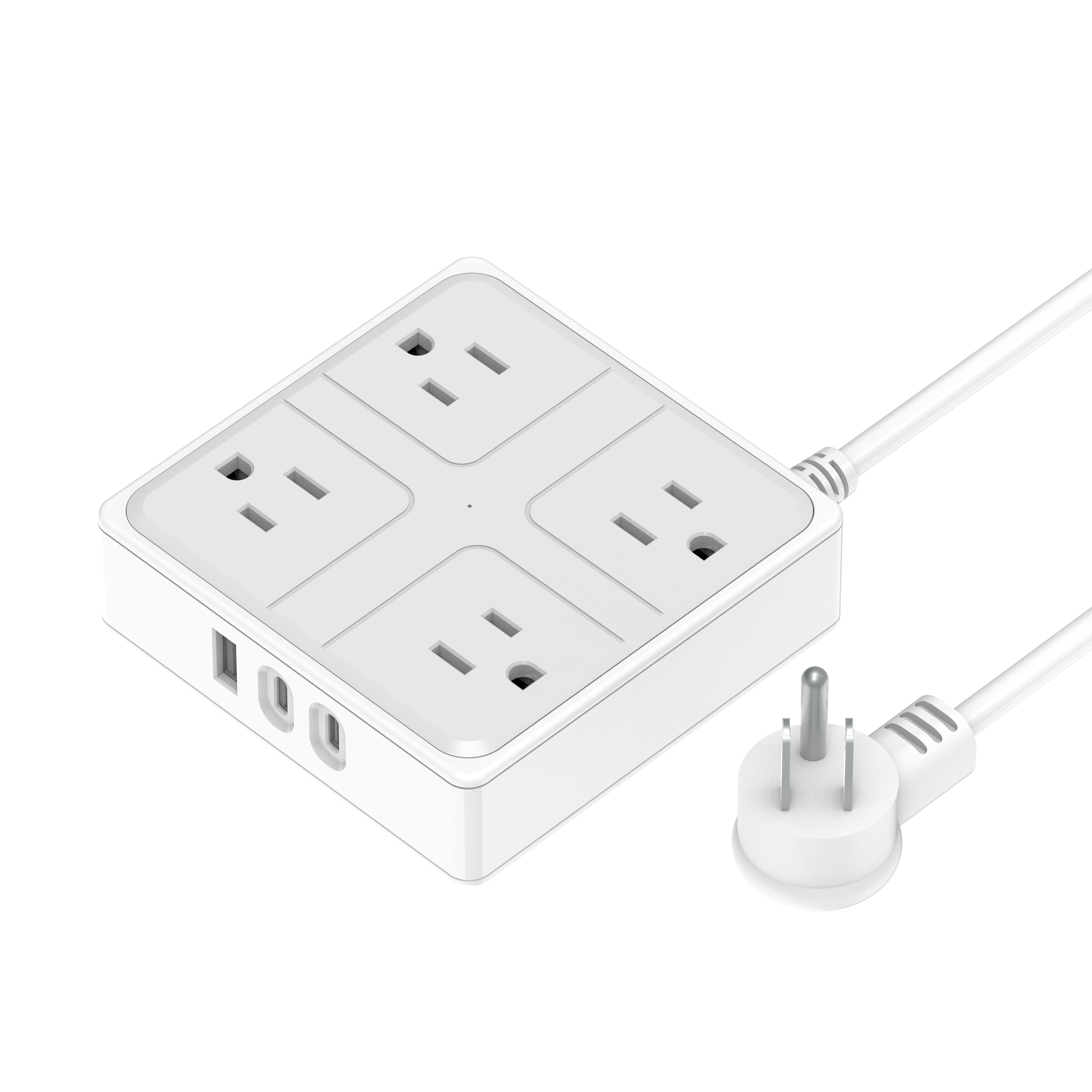 Power Strip with USB Port 3-Way Socket 1 USB Port Socket Power Socket with 1.5M Bold Extension Cord Surge Protector Plug