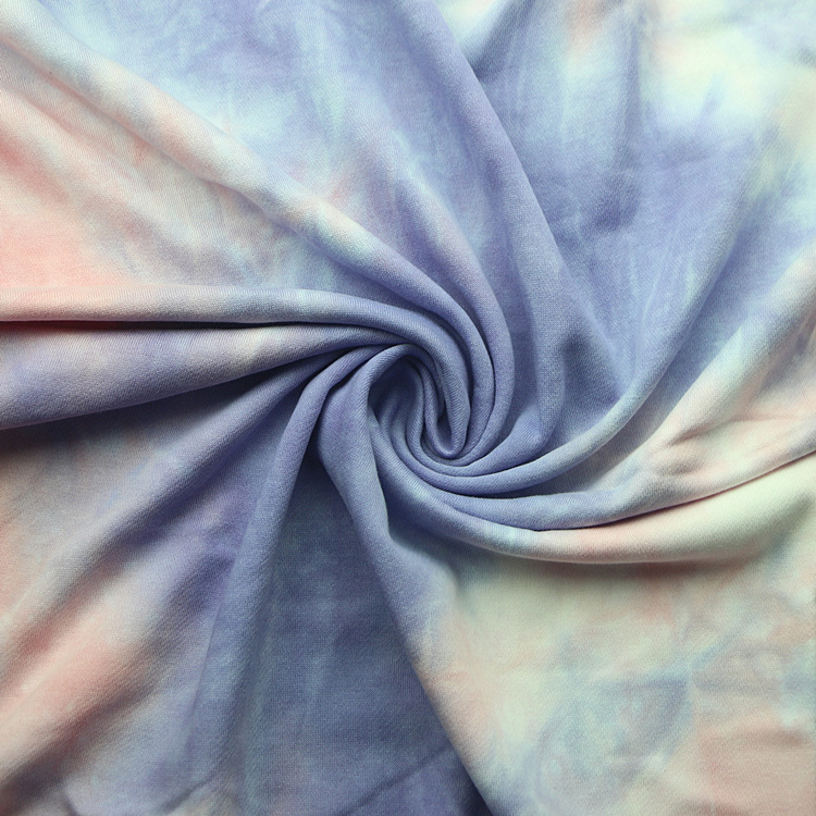 Tie Dyed French Terry Fabric Knit Weft 70 Cotton 30 Polyester CVC Tie Dyed Hoodie French Terry Fabric for Hoody Garment Jacket