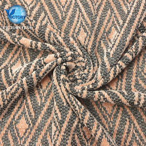 High Quality Knit Yarn Dyed Jacquard Half Velvet Microfiber Polyester  Chenille Fabric for Sofa Slippers Clothes Cushion Covers