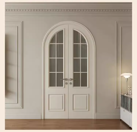 Wholesales Double Round Top Doors Interior Glass Doors Withe Arched pvc french door