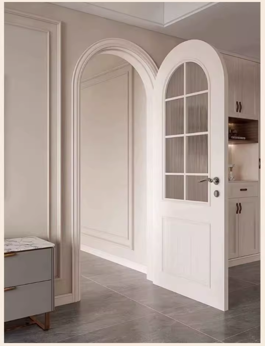 Wholesales Double Round Top Doors Interior Glass Doors Withe Arched pvc french door