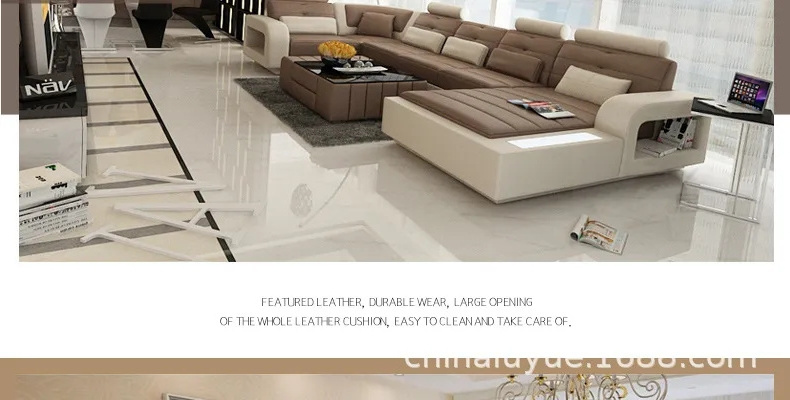 Customized luxury furniture l shaped corner couch korean style sofa set real leather living room modern sofa