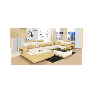 Customized luxury furniture l shaped corner couch korean style sofa set real leather living room modern sofa