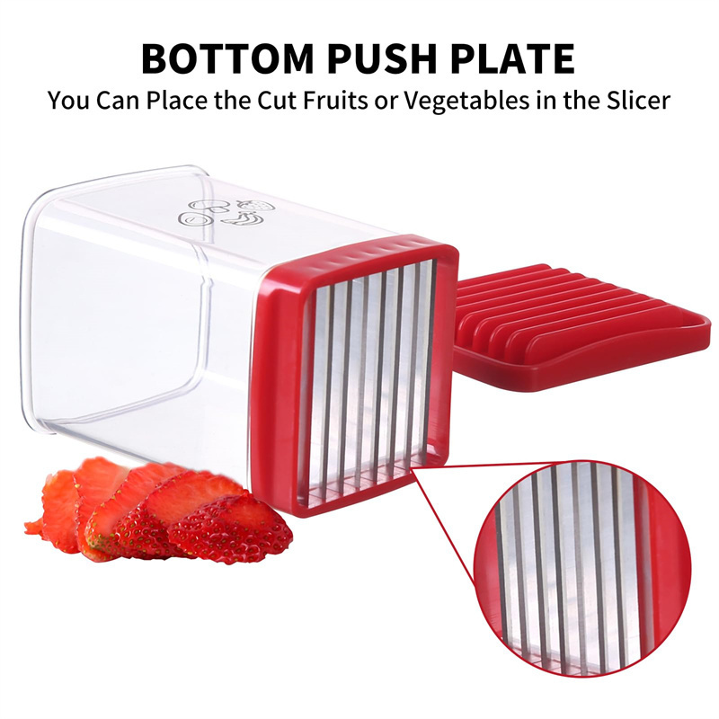 Kitchen Portable Slicing Tool Stainless Steel Strawberry Cutter Egg Cup Slicer Fruit Vegetable Speed Slicer With Push Plate