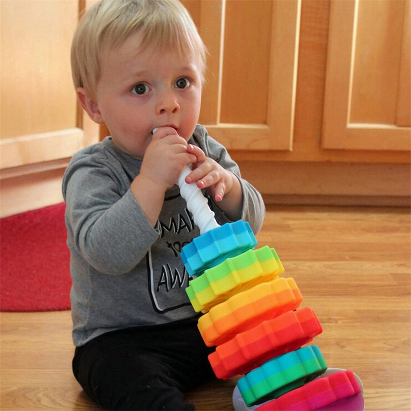 Spinning Toy, Rainbow Spinning Wheel Toy Strong ABS Plastic Premium Stacking Toy for Kids//