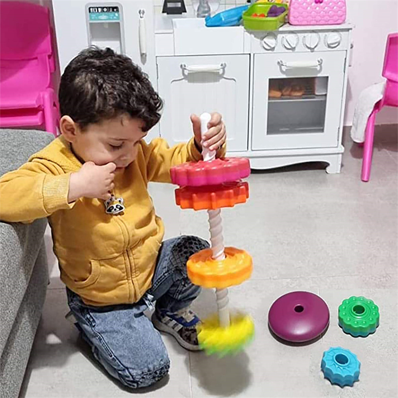 Spinning Toy, Rainbow Spinning Wheel Toy Strong ABS Plastic Premium Stacking Toy for Kids//