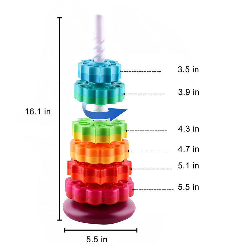 Spinning Toy, Rainbow Spinning Wheel Toy Strong ABS Plastic Premium Stacking Toy for Kids//