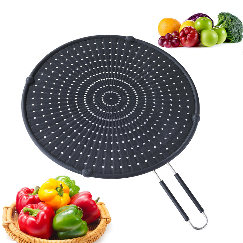 Frying Pan Drain Board Heat Insulation Cooling Mat Strainer Heat Resistant Oil Splash Guard Silicone Splatter Screen