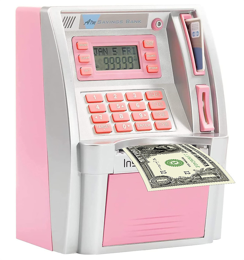 Money Safe Box, Multifunction Sublimation MINI Plastic Electronic ATM Savings Piggy Bank Machine//