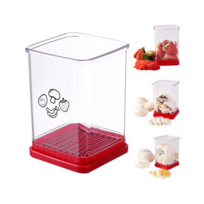 Kitchen Portable Slicing Tool Stainless Steel Strawberry Cutter Egg Cup Slicer Fruit Vegetable Speed Slicer With Push Plate