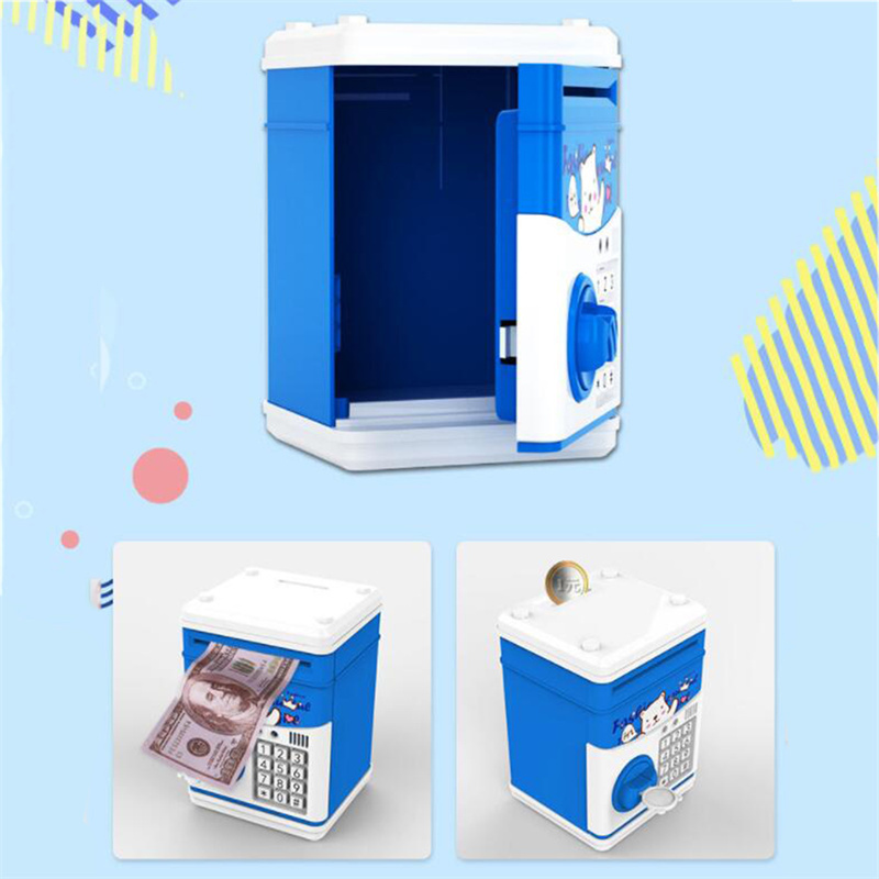 Savings Coin Bank Money Box, Auto Scroll Cash Safe Box Wholesale Digital Electronic Atm Machine Piggy Bank//