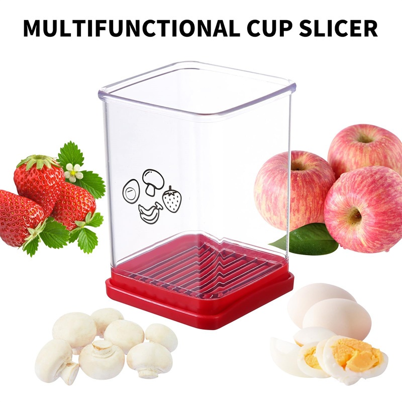 Kitchen Portable Slicing Tool Stainless Steel Strawberry Cutter Egg Cup Slicer Fruit Vegetable Speed Slicer With Push Plate