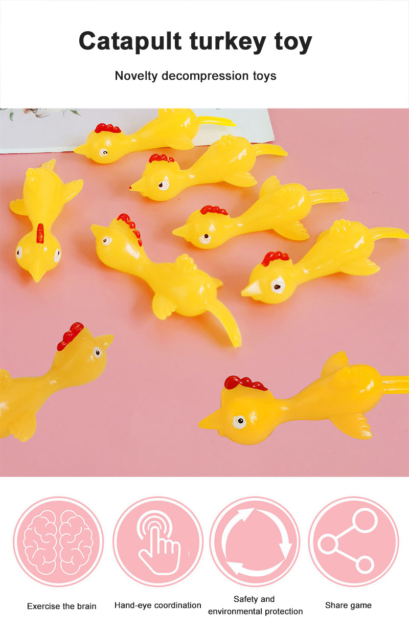 Funny Rubber Chickens, Stretchy Slingshot Flick Chicken Flying Chicken//