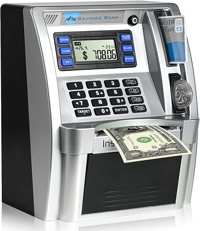 Money Safe Box, Multifunction Sublimation MINI Plastic Electronic ATM Savings Piggy Bank Machine//