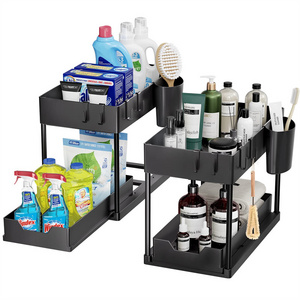 Plastic Organizer Storage Box, Home Pull Out Cabinet Under Sink Drawer Kitchen Organizer//