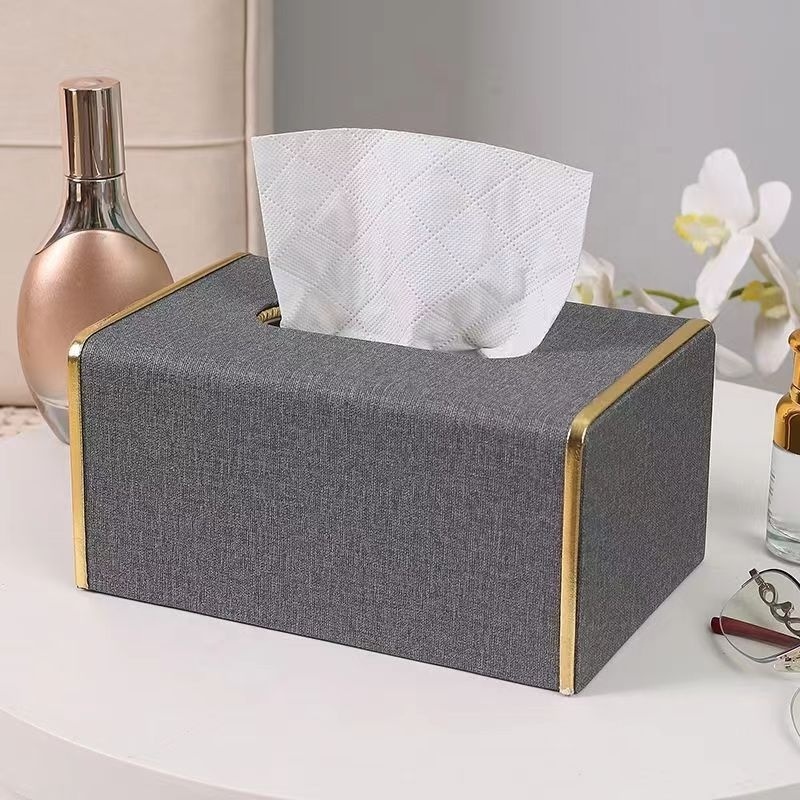 Light luxury leather tissue box Hotel living room coffee table hotel paper box can print logo high appearance level paper box