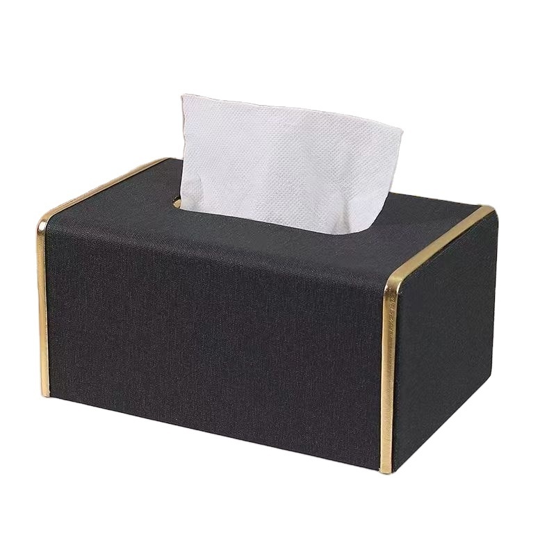 Light luxury leather tissue box Hotel living room coffee table hotel paper box can print logo high appearance level paper box