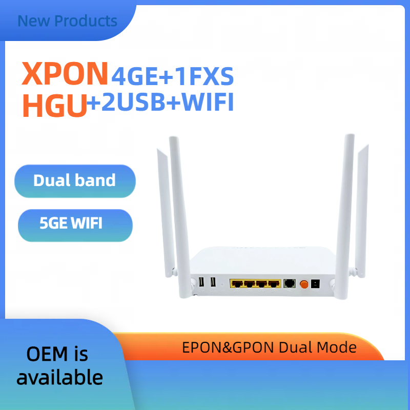 Dual Band  AC WIFI ONU XPON 4GE+POTS+2USB+WIFI 5G 5dBi 4 WiFi Antennas