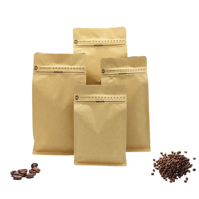 Biodegradable food grade quality coffee bag packaging pouch for food with valve kraft craft aluminum paper bag for coffee bags