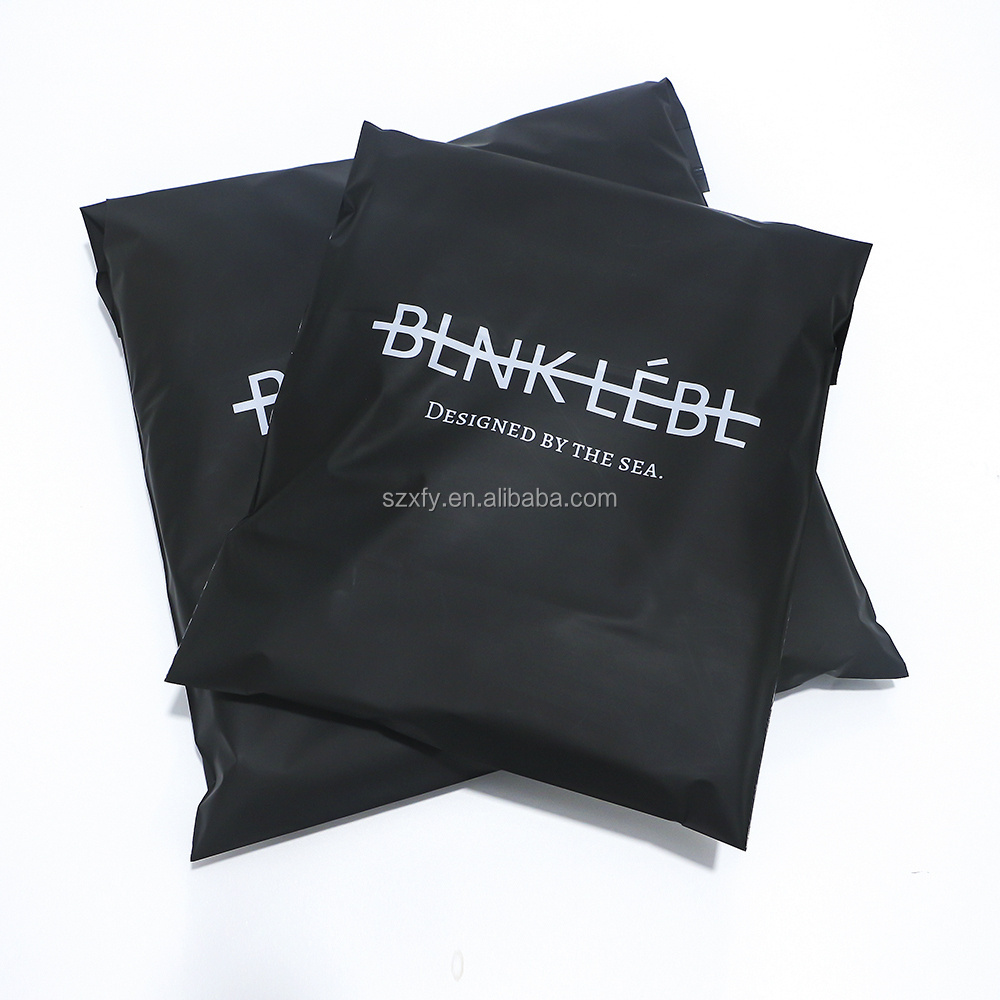 Custom printed cpe pe frosted matte black poly mailer plastic packaging bags with logo for clothes and garment packaging bags