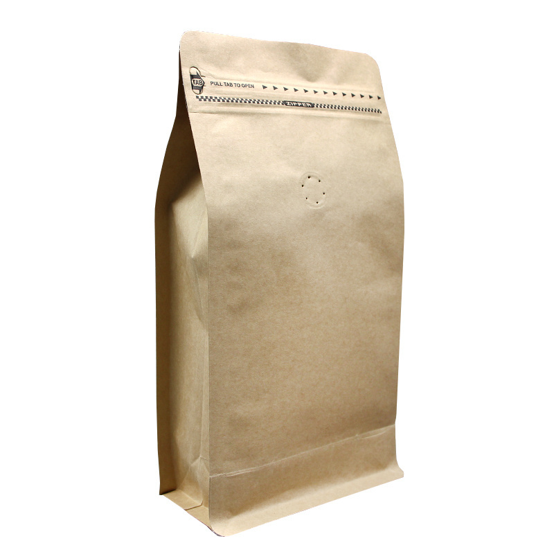 Biodegradable food grade quality coffee bag packaging pouch for food with valve kraft craft aluminum paper bag for coffee bags