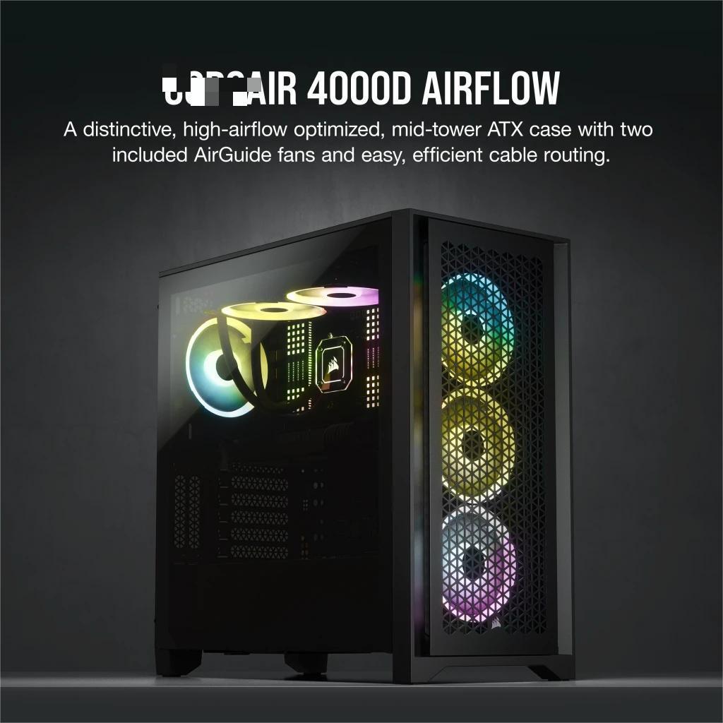 4000D AIRFLOW Tempered Glass Mid-Tower ATX Case  Black/White gaming case