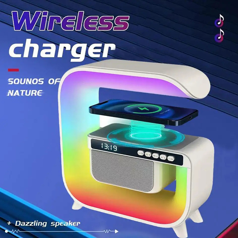 Drop Shipping Wireless Charger Speaker Lamp Clock With 15W Fast Charging 9 In 1 Wireless Charger For Mobile Phone