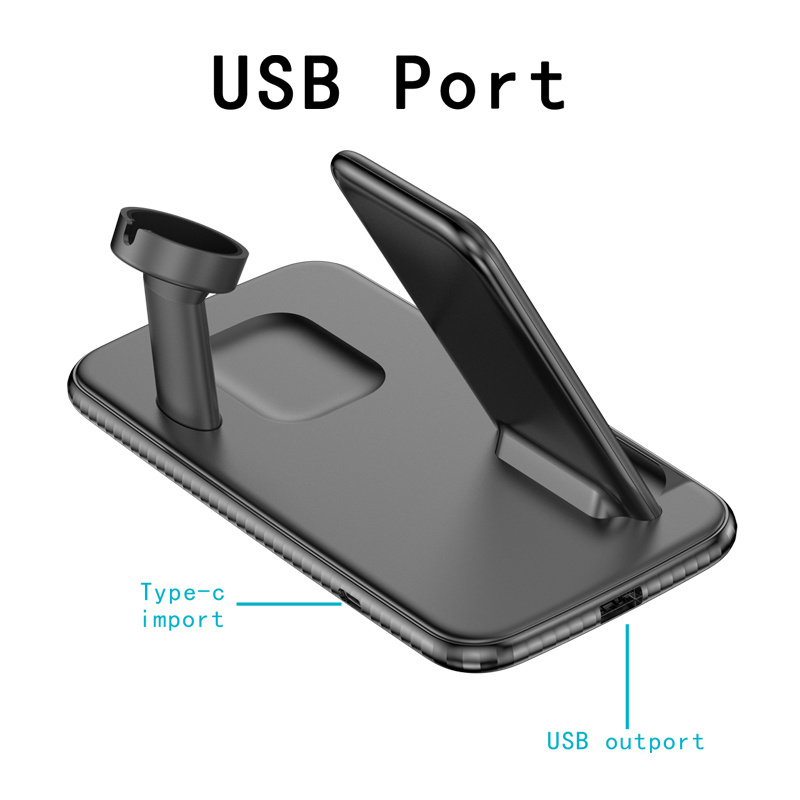 Portable Multifunction 15W Wireless Charger 3 In 1 Qi Phone Stand Fast Foldable Charging Wireless Station