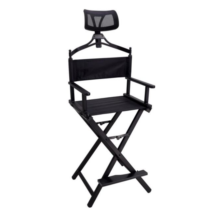 Professional Pink Portable Foldable Metal Studio Makeup Director Chair With Headrest