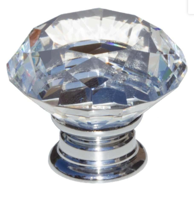 Clear Glass Diamond Knob Round Crystal Drawer unit Handle For Dresser Cabinet