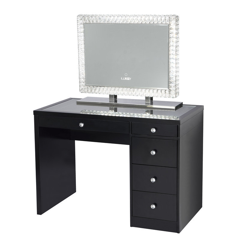 White Dressing Table Makeup Desk with Lighted Mirror Drawers