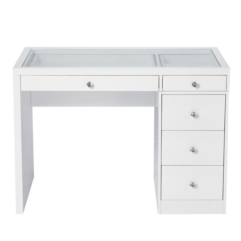 White Dressing Table Makeup Desk with Lighted Mirror Drawers