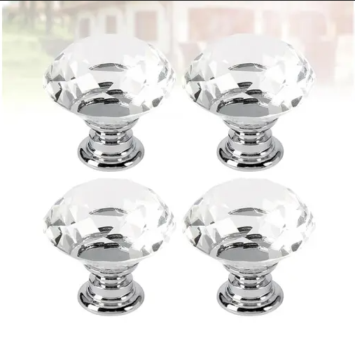 Clear Glass Diamond Knob Round Crystal Drawer unit Handle For Dresser Cabinet