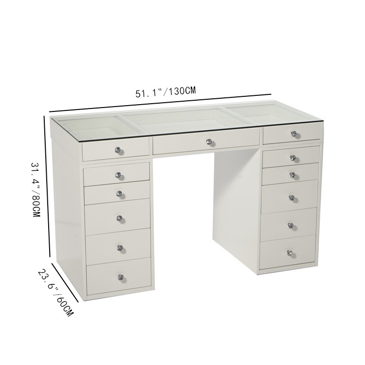 Hot Sale Modern Luxury Decor Dressing Mirror Table Dresser  White Makeup Desk With Shelves And Drawers