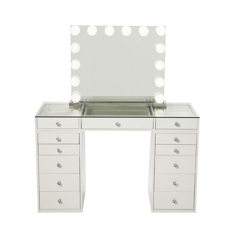 Hot Sale Modern Luxury Decor Dressing Mirror Table Dresser  White Makeup Desk With Shelves And Drawers