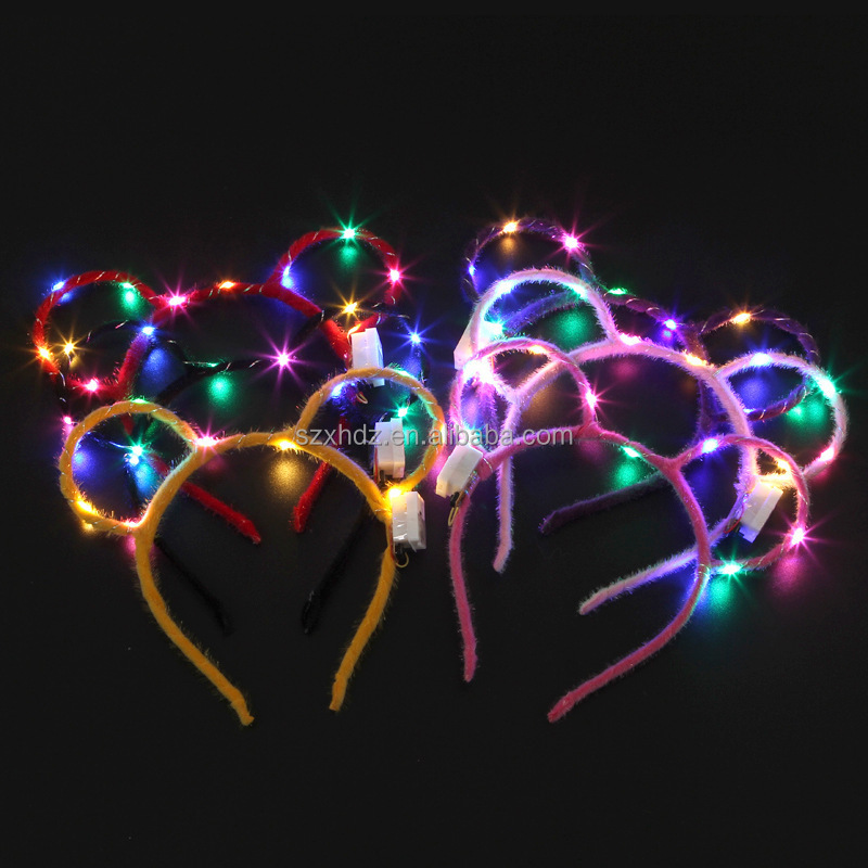 LED Light Up cat ears headband mouse Kitty Ears Hair Hoop for Birthday Concert Party Festival Costume Hair Accessories