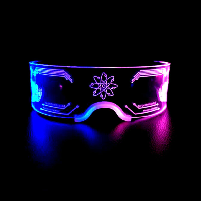 Neon Party Luminous LED Sunglasses Light Up Foldable Rave Glasses Glow Flashing Visor Glasses For Bar Club Halloween